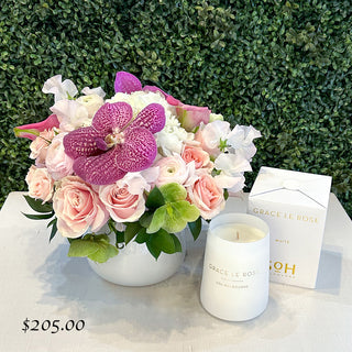 Fresh Flowers and SOH Melbourne's Grace le Rose Candle - A Lavish Gift