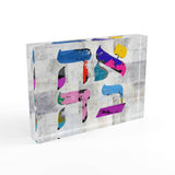 AHAVA LOVE Crystal Block Paperweight - Judaica Decor Gift