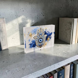 Hamsa Evil Eye Crystal Block - Good Luck Table Decor
