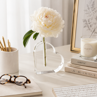 Modern Acrylic Heart Bud Vase, Clear
