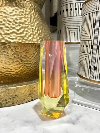 Modern Acrylic Bud Vase, Pink & Yellow