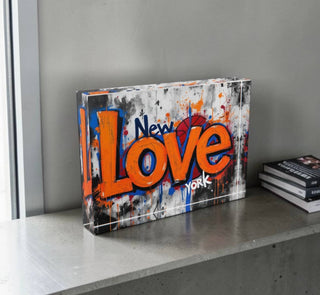 LOVE NEW YORK  Art Crystal Block Table  Decor    