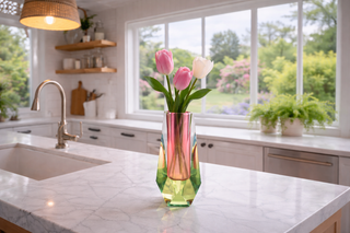 Bud Vase, Pink & Green