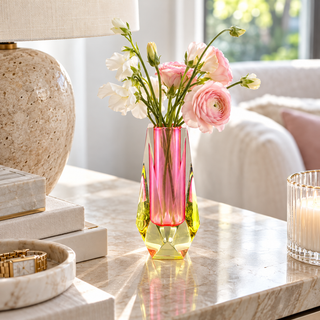 Modern Acrylic Bud Vase, Pink & Yellow