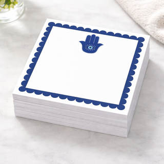 Acrylic Holder & Notepad, Hamsa - 5x5 Inch
