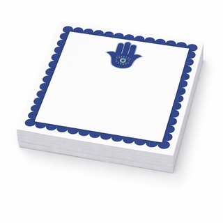 Acrylic Holder & Notepad, Hamsa - 5x5 Inch
