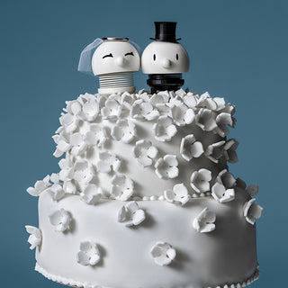 Hoptimist Bride & Groom White Bobblehead Set