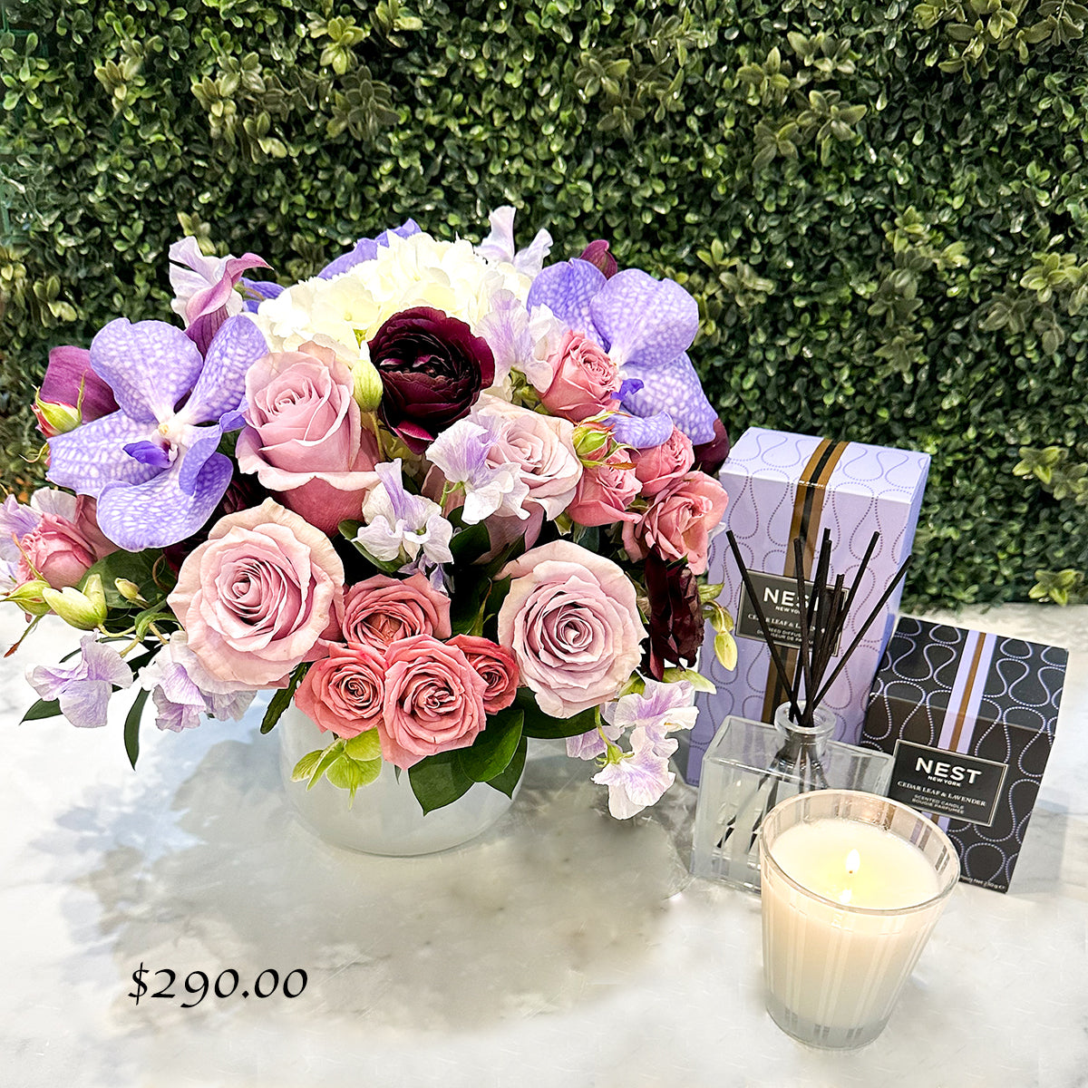 lavender flower gift Buy Luxe Lavender Gift with Candle, Diffuser & Fresh Blooms – Monsoon Flowers
