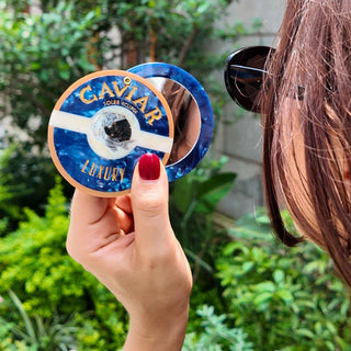 Hand-painted Caviar Compact Mirror