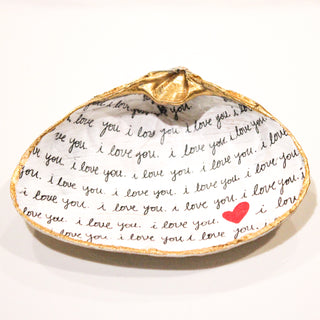 Decoupage Clam Shell Trinket Dish - Valentine's