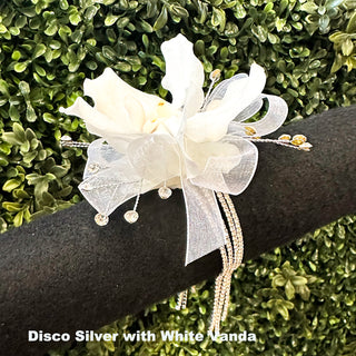 Disco Silver Rhinestone Wrist Corsage