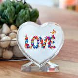 Love Butterfly Heart Crystal Decorative Block