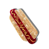 Hand-Painted New York Hot Dog Acetate Claw Hair Clip