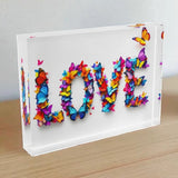 Love Butterfly Crystal Decorative Block