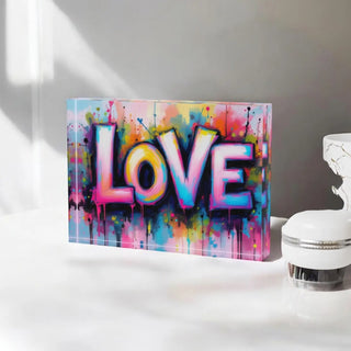 Love Graffiti Crystal Decorative Block