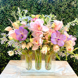 V Tube Glass Vase Flowers