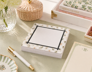 Acrylic Holder & Notepad Mahjong Bamboo Lotus - 5x5 Inch