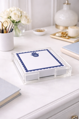 Acrylic Holder & Notepad, Hamsa - 5x5 Inch