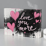 Love You More Black, White, Pink Crystal Decorative Block