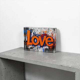 LOVE NEW YORK  Art Crystal Block Table  Decor    