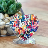 Love Collage Heart Crystal Decorative Block