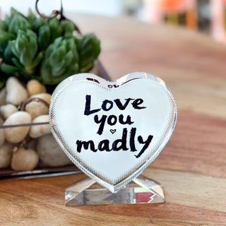 Love You Madly Heart Crystal Decorative Block