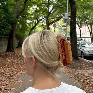 Hand-Painted New York Hot Dog Acetate Claw Hair Clip