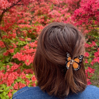 Hand-painted Mini Monarch Butterfly Claw Hair Clip | Eco-Friendly: Orange