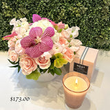Fresh Flowers and Nest Himalayan Salt Rosewater Candle, Love You More - A Lavish Gift